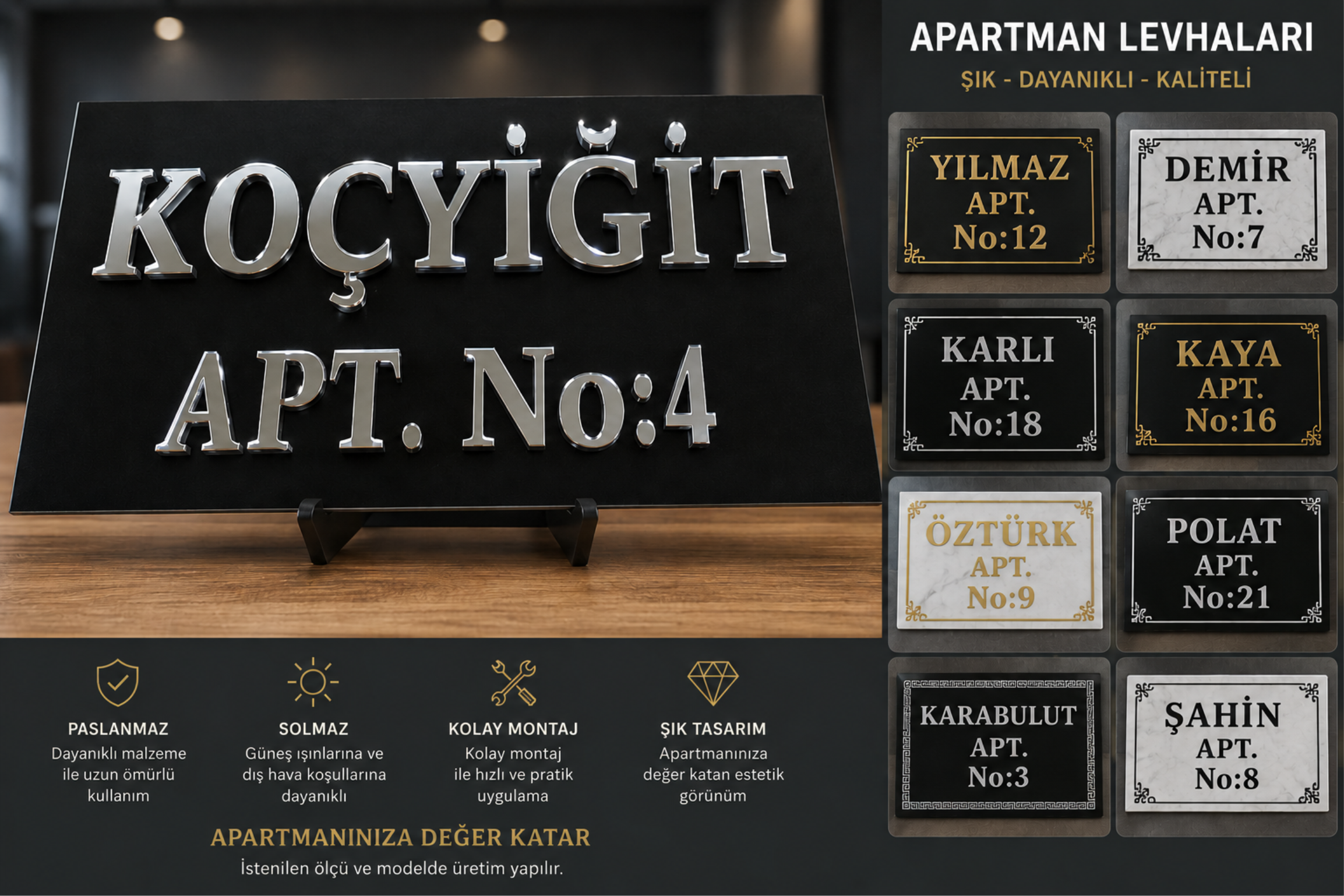 Apartman İsim levhası tabelası